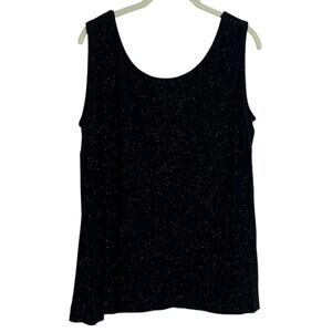 Alex Evenings Womens Tank Top 16W Black Glitter Stretch Scoop Neck Lined USA